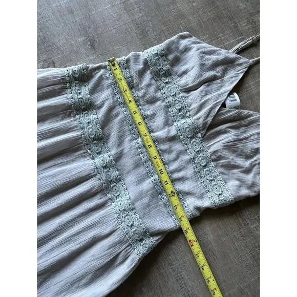 Romeo + Juliet Couture Maxi Dress Womens M Taupe Boho Gauze Crochet Beach NWT - Picture 8 of 13